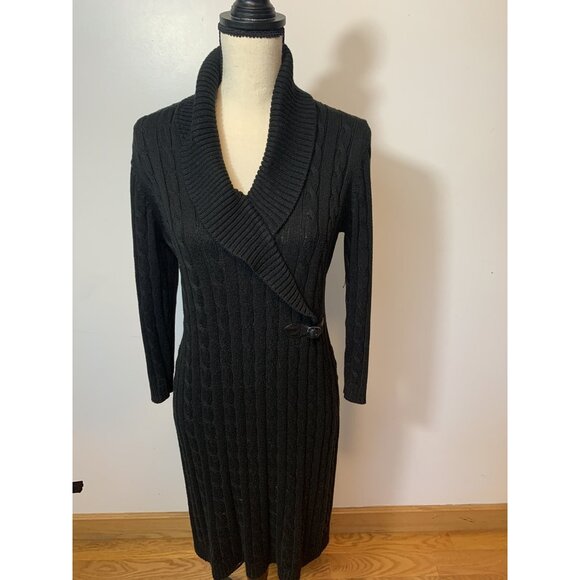 Calvin Klein Dresses & Skirts - Calvin Klein Sweater Dress Black Color Size Large Long Sleeves Knit For Women